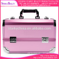Professional cosmetic pink aluminum trolley makeup case, beauty case trolley